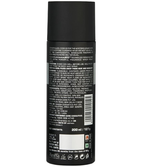 Denver Black Code Deodorant Spray for Men 600 ml ( Pack of 3 )