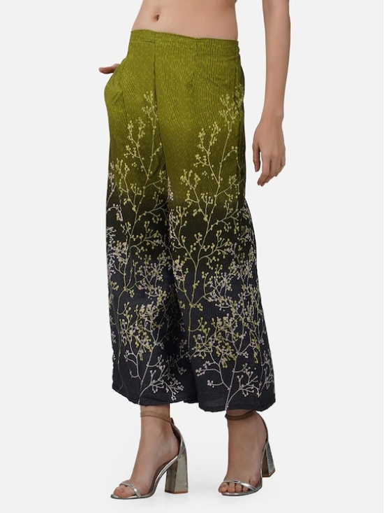 Women Floral Printed Flared Crepe Palazzos