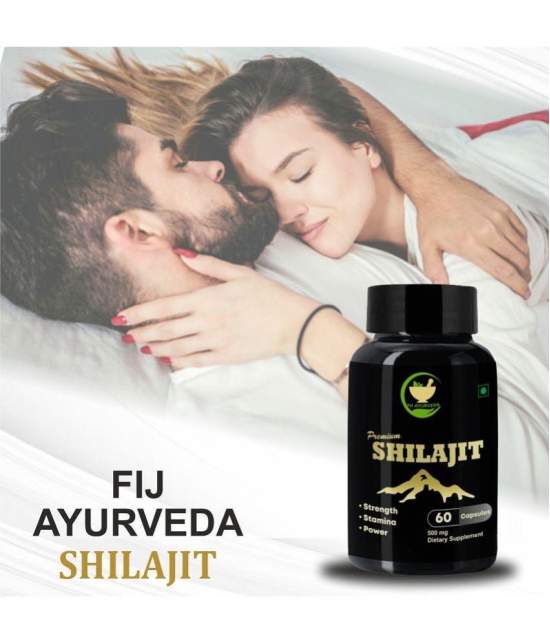 FIJ AYURVEDA Premium Shilajit Extract Capsule Supports Strength & Stamina - 500mg 60 Capsules (Pack of 2)