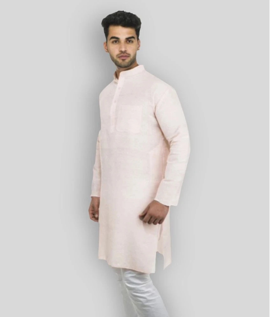 DESHBANDHU DBK Peach 100 Percent Cotton Kurta Single - None