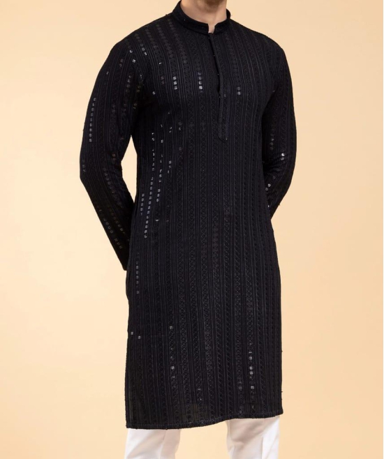 Black Sequin Embroidery Chikankari Kurta