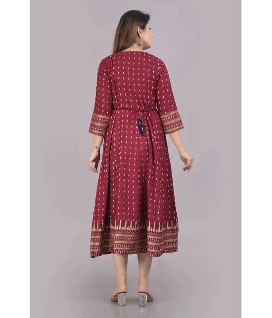 Smien - Maroon Rayon Womens Flared Kurti ( Pack of 1 ) - None