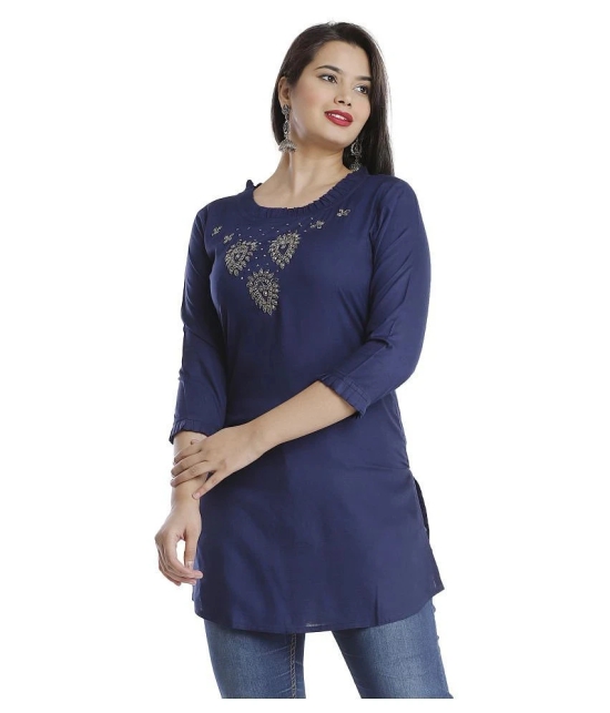 JC4U - Navy Viscose Womens Straight Kurti - L