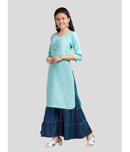 Aarika Sea Green Cotton Girls Kurta and Sharara Set ( Pack of 1 ) - None