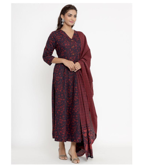 miravan Maroon Cotton Anarkali Kurti - - XL