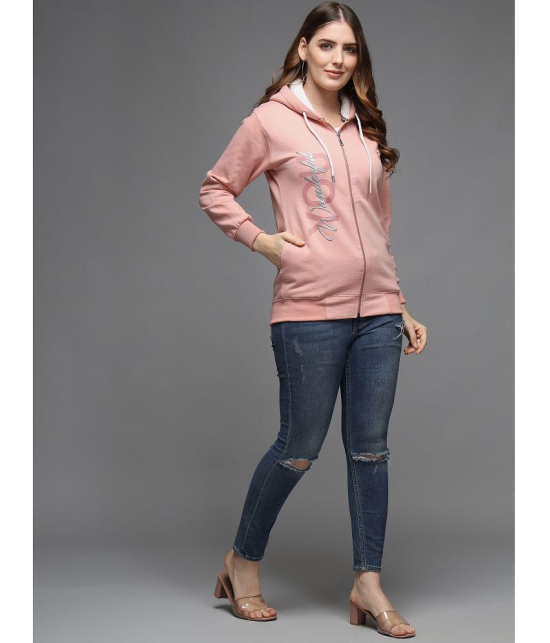 eWools.in Cotton Blend Women''s Hooded Sweatshirt ( Pink ) - None