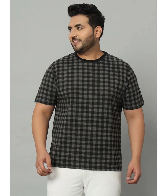 AUSTIVO Cotton Blend Regular Fit Checks Half Sleeves Mens T-Shirt - Charcoal Grey ( Pack of 1 ) - None