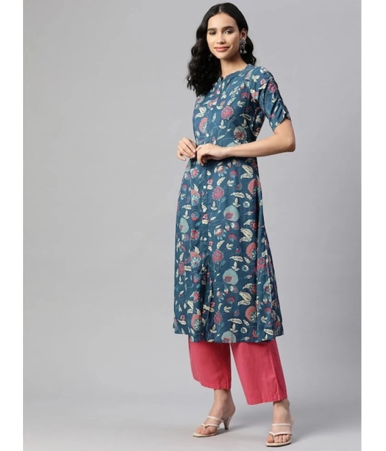 Vbuyz - Sea Green Cotton Womens Front Slit Kurti ( Pack of 1 ) - None