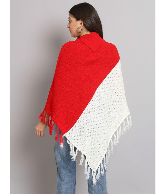 eWools.in Woollen Round Neck Women''s Ponchos & Capes - Red ( ) - None