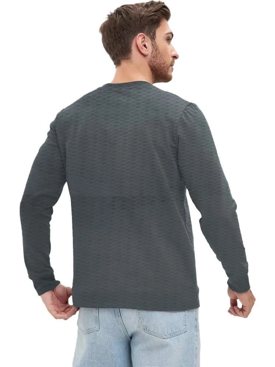 Leotude Cotton Blend Regular Fit Solid Full Sleeves Mens Round T-Shirt - Grey ( Pack of 1 ) - None