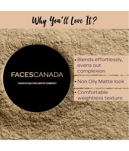 FACES CANADA Weightless Stay Matte Finish Compact Powder - Natural,9g | Pressed Powder