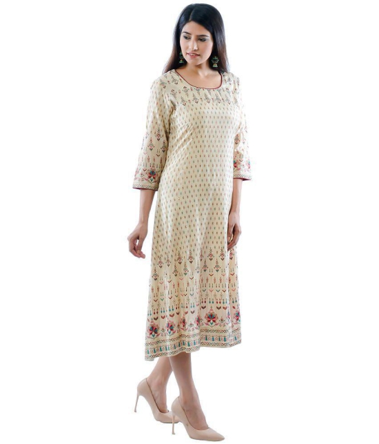 AMIRA''S INDIAN ETHNICWEAR - Beige Viscose Women''s Flared Kurti ( Pack of 1 ) - None