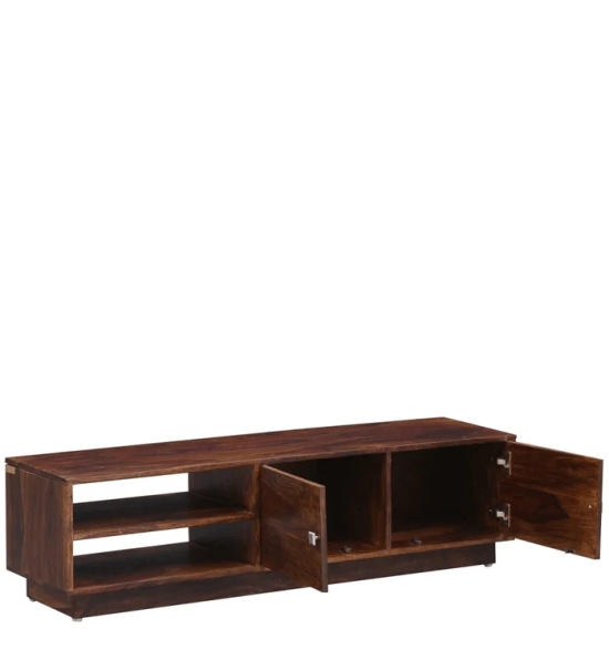 Wooden Twist Dormitorio Handmade Solid Sheesham Wood TV Unit for Living Room-Brown