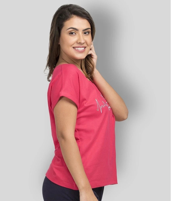 Clovia - Pink Cotton Womens Nightwear Night T-Shirt ( Pack of 1 ) - XL