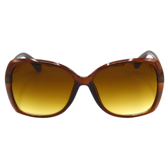 Hrinkar Brown Over-sized Sunglasses Styles Brown Frame Glasses for Women - HRS305-BWN-CLR