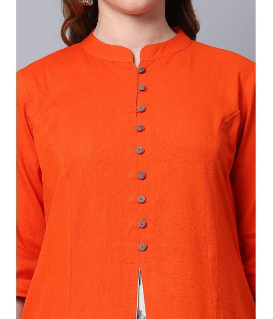 Pistaa - Orange Cotton Womens A-line Kurti ( Pack of 1 ) - None