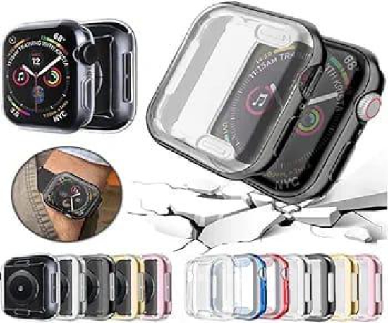 Shocked Proof Flexible Silicone TPU Watch Case Cover with Screen Protector Temper Compatible with Apple Watch 44mm (Series 6 | SE | Series 5 | Series 4)