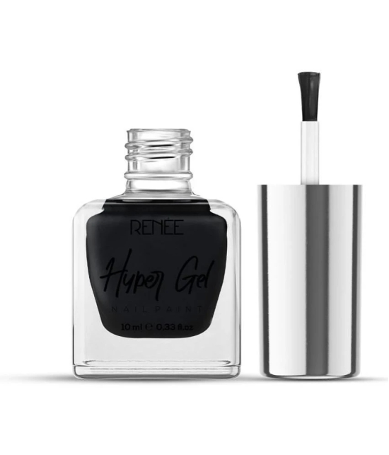 RENEE Hyper Gel Nail Paint- Onyx Black, Quick Drying, Glossy Finish, 10ml