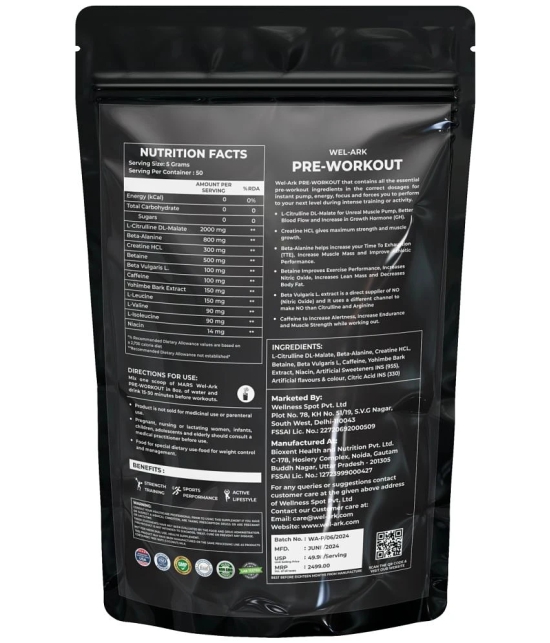 Wel-Ark Wel-Ark Pre-Workout|250G| 50 Servings 250 gm