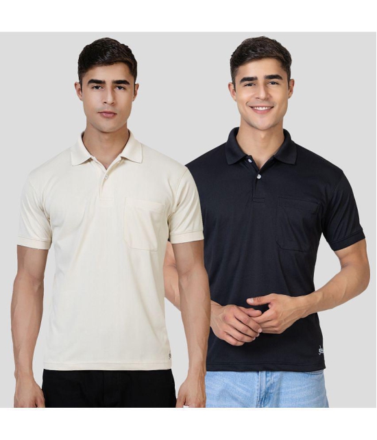 YHA - Cream Cotton Blend Regular Fit Mens Polo T Shirt ( Pack of 2 ) - None