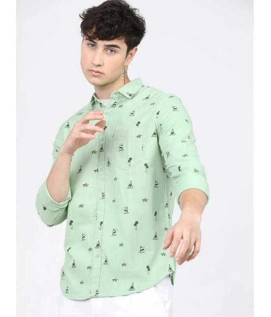 Ketch 100% Cotton Slim Fit Printed Full Sleeves Mens Casual Shirt - Green ( Pack of 1 ) - None