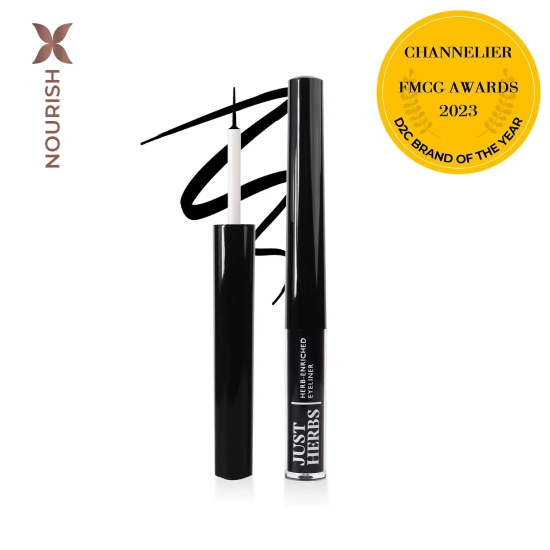 Herb-Enriched Waterproof Eyeliner Organic with Jojoba Oil & Vitamin E JHEL-10 Deep Black