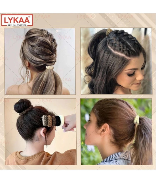 Lykaa Soft Cotton Stretchable rubber band hair ties ponytail holder Head band For Women -12 Pcs - Multi