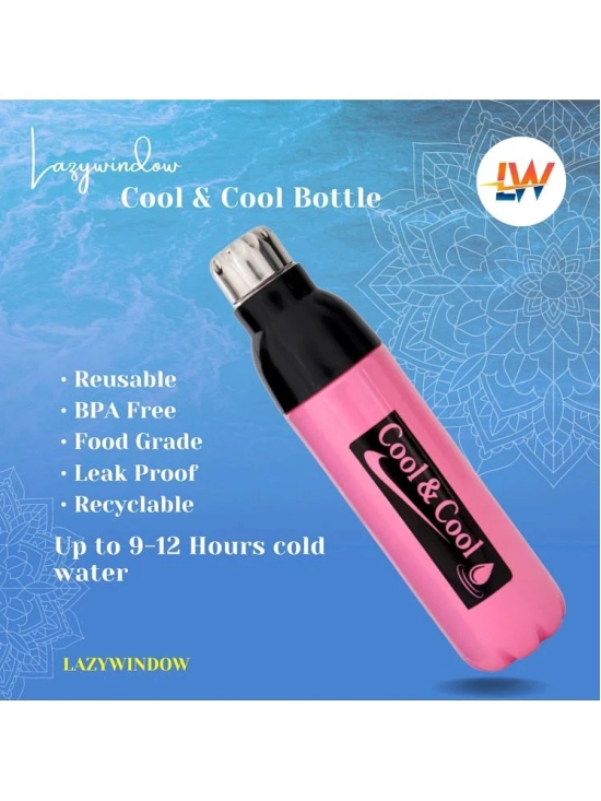 LAZYWINDOW Cool & Cool 1000ml Pink & Sky Blue Water Bottle Blue Plastic Water Bottle 1000 mL ( Set of 2 ) - Blue