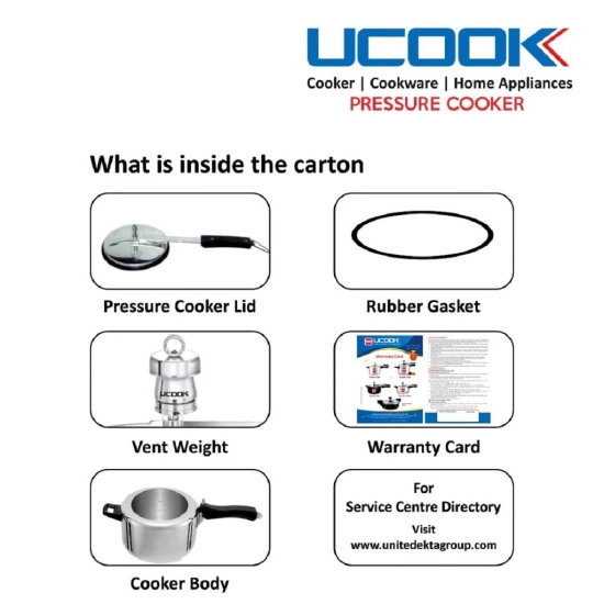 UCOOK By UNITED Ekta Engg. Aluminium 1.5 Litre Inner Lid Non-Induction Pressure Cooker, Silver