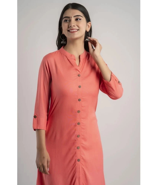 MAUKA - Pink Rayon Womens Straight Kurti ( Pack of 1 ) - XL