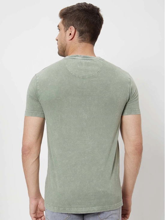 Light Olive Graphic Print Slim Fit Jersey T-Shirt