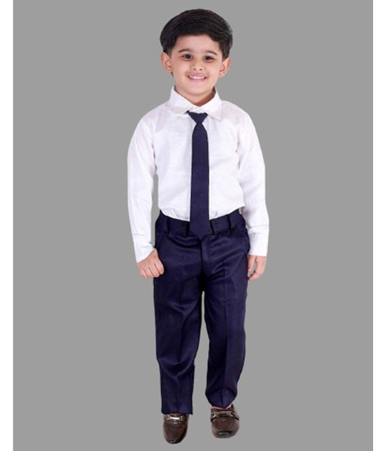 Fourfolds - Navy Blue Cotton Blend Boys Shirt & Pants ( Pack of 1 ) - None