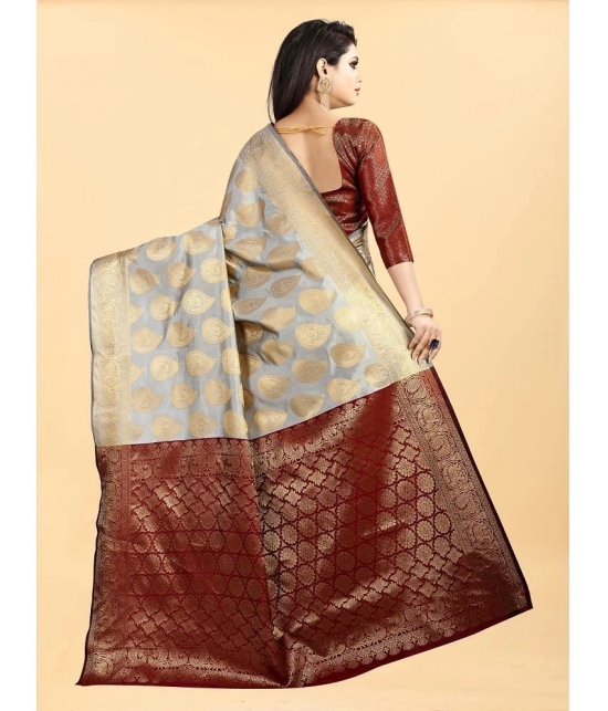 Gazal Fashions - Cream Banarasi Silk Saree With Blouse Piece ( Pack of 1 ) - Cream