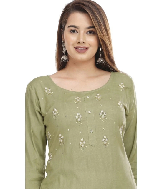 JC4U - Green Rayon Womens Straight Kurti ( Pack of 1 ) - None