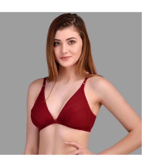 Zourt - Maroon Cotton Non Padded Women''s T-Shirt Bra ( Pack of 1 ) - None