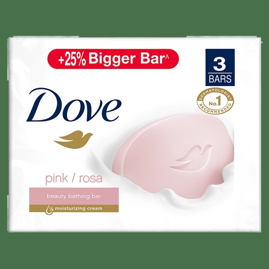 Dove Pink Rosa Beauty Bar - Soft, Smooth, Moisturised Skin, 3X125 G