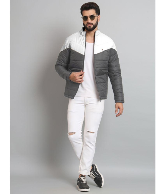 MXN Polyester Men''s Quilted & Bomber Jacket - Grey ( Pack of 1 ) - None