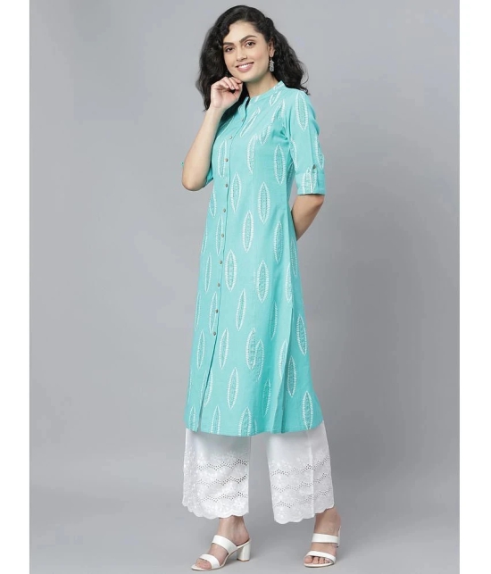 Stylum - Turquoise Rayon Womens Front Slit Kurti ( Pack of 1 ) - None