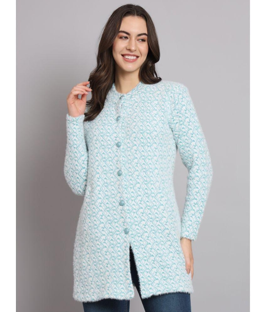 eWools.in Woollen Round Neck Women''s Buttoned Cardigans - Blue ( ) - None