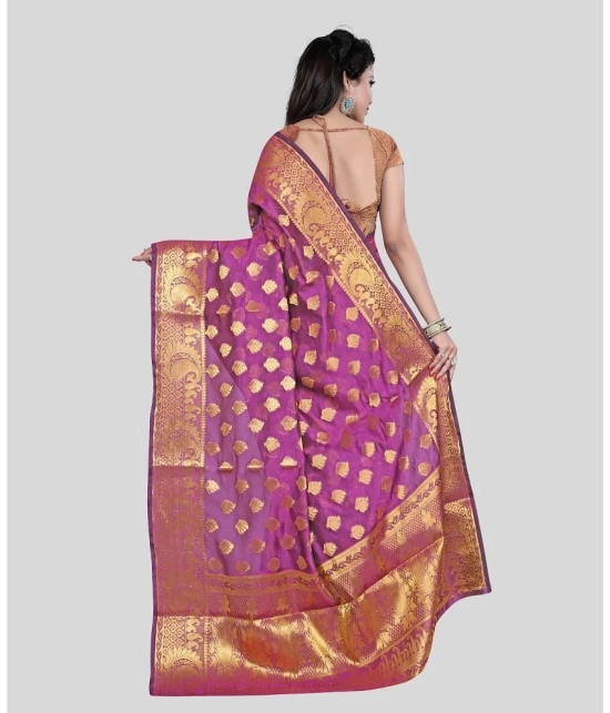 Gazal Fashions - Pink Banarasi Silk Saree With Blouse Piece ( Pack of 1 ) - Pink