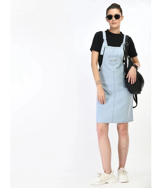 Chrome & Coral Denim Solid Knee Length Womens Dungarees - Blue ( Pack of 1 ) - None