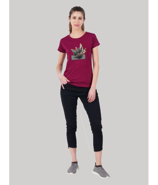 ferocious - Maroon Cotton Regular Fit Women's T-Shirt ( Pack of 1 ) - None