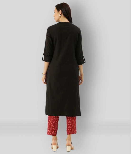 Divena - Black Cotton Womens Straight Kurti - XL