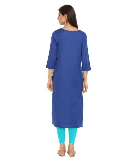 Alena Blue Cotton Straight Kurti - XL