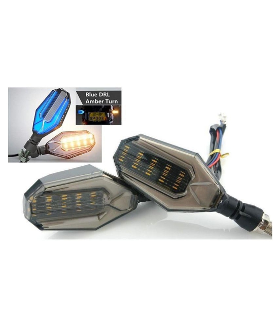 Kozdiko Front,Side,Rear U Shape Dual Color LED DRL Daytime Running Lamp Set Of 4 Pcs Turn Singal Indicators Lights For Royal Enfield Bullet 350 Twinspark