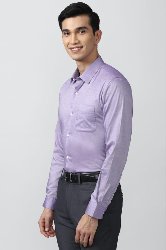 Men Purple Regular Fit Formal Full Sleeves Formal Shirt