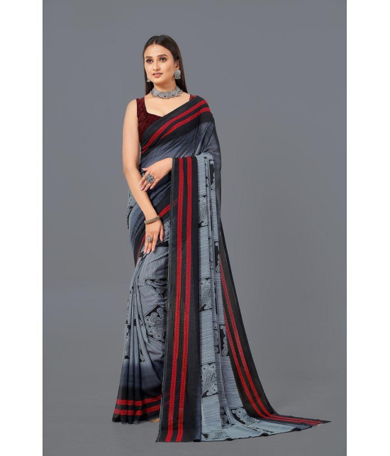 LEELAVATI - Grey Georgette Saree With Blouse Piece ( Pack of 1 ) - Grey