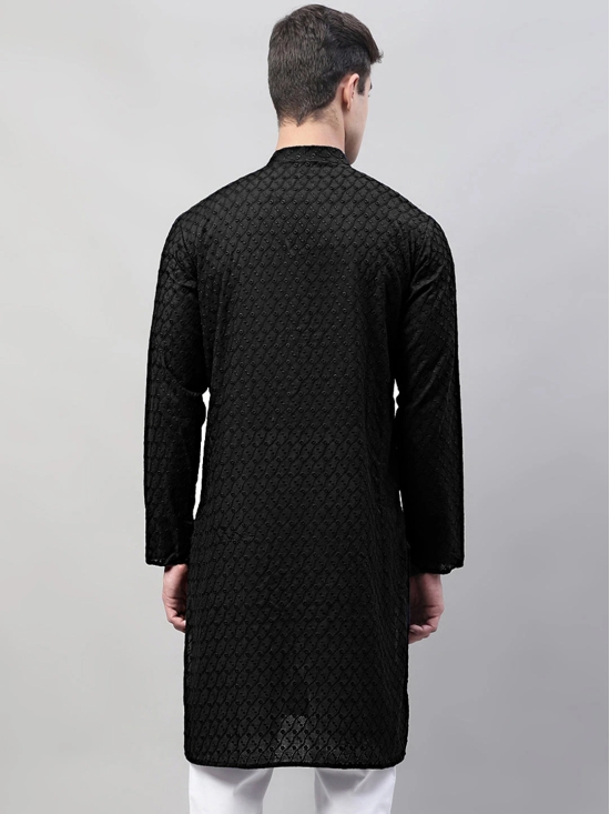 Jompers Men Black Chikan Kurta Only-L / Black