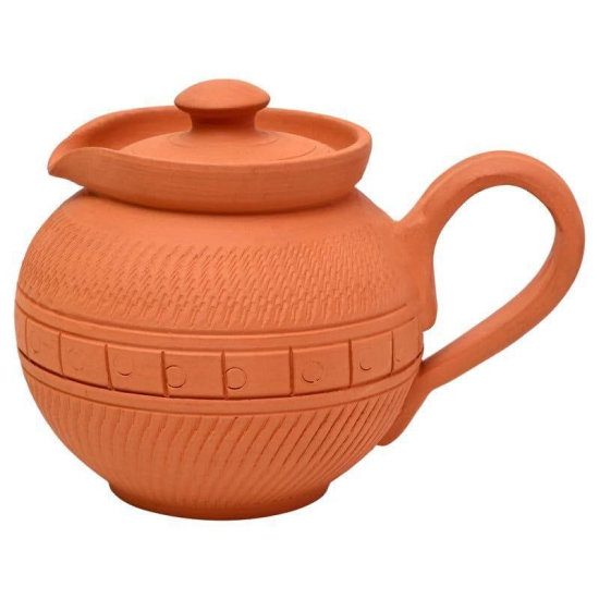 KSI Handmade Terracotta Clay Milk Sugar Pot Tea Kettle for Serving (Milk Pot)