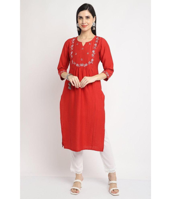 Rajnandini - Red Rayon Women's A-line Kurti ( Pack of 1 ) - None